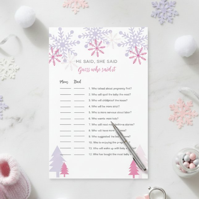 Snowflake Baby Dusche Rate, wer sagte es Spiel (Von Creator hochgeladen)