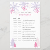 Snowflake Baby Dusche Rate, wer sagte es Spiel Flyer (Vorne)