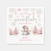 Snowflake Baby Dusche Rosa Girl Paper Napkin Serviette (Vorderseite)