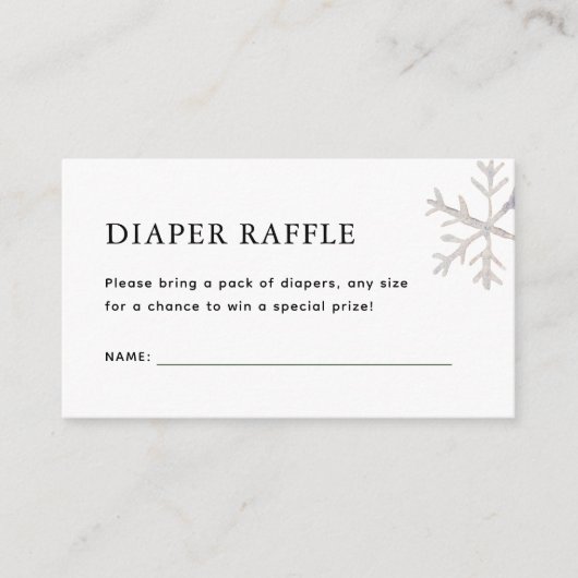 Snowflake Baby Es ist kalt draußen Windeln Raffle Begleitkarte (Vorderseite)