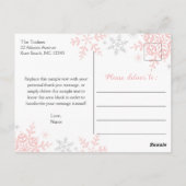 Snowflake Baby Girl Dusche Danke Postcard Postkarte (Rückseite)