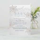 Snowflake Baby mit kalter Baby-Dusche Einladung (Stehend Vorderseite)