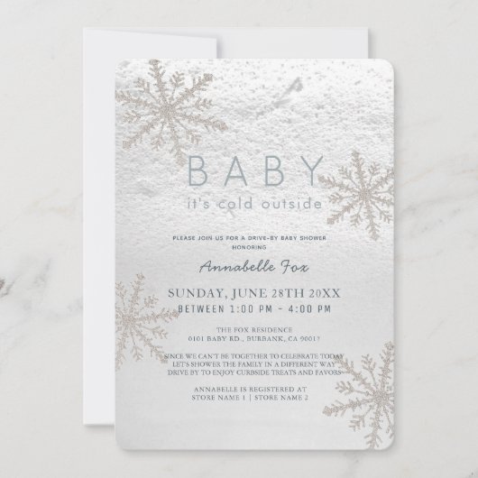 Snowflake Baby mit kalter Baby-Dusche Einladung (Vorderseite)