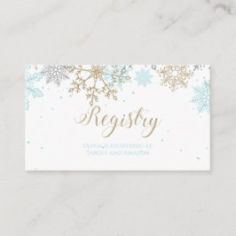 Snowflake Baby Registry Blue Gold Begleitkarte