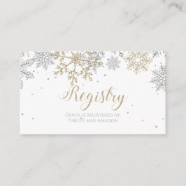 Snowflake Baby Registry Silver Gold Einschlusskart Begleitkarte