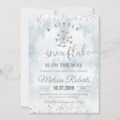 Snowflake Baby Shower Boy Invitation A little Snow Einladung (Vorderseite)