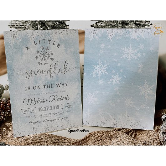 Snowflake Baby Shower Boy Invitation A little Snow Einladung