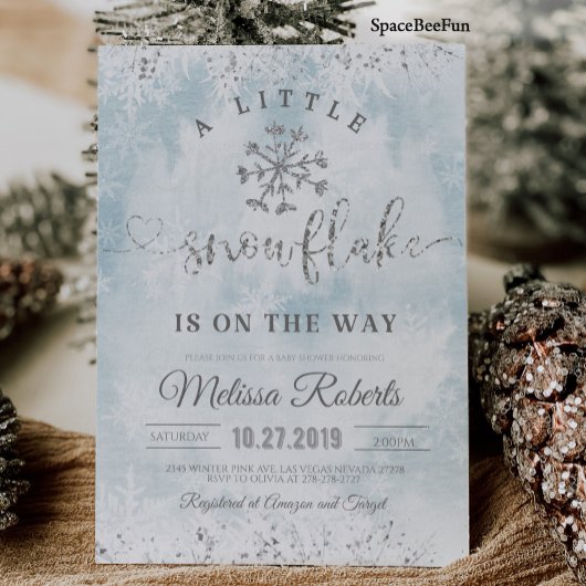 Snowflake Baby Shower Boy Invitation A little Snow Einladung