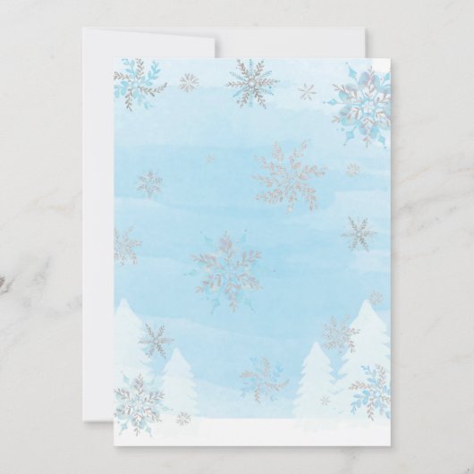 Snowflake Baby Shower Einladung für einen Jungen (Rückseite)