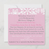 Snowflake Babydusche Rosa Einladung (Rückseite)