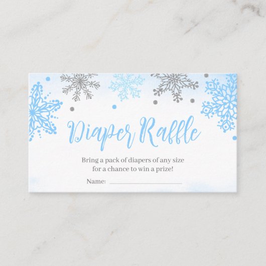 Snowflake Babydusche Windeln Raffelzeichen Visitenkarte (Vorderseite)