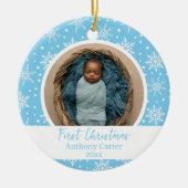 Snowflake Baby's First Christmas Keramik Ornament (Vorne)