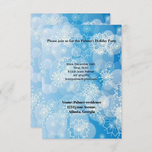 Snowflake background einladung (Vorne/Hinten)