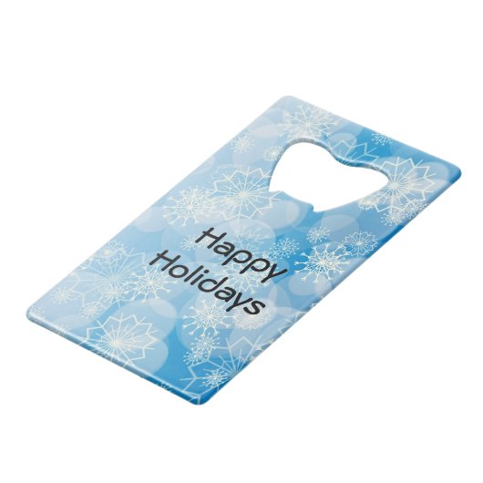 Snowflake background geldbeutel flaschenöffner (Vorderseite Schrägansicht)