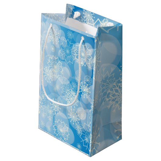 Snowflake background kleine geschenktüte (Rückseite Schrägansicht)