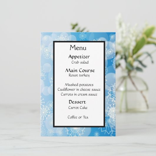 Snowflake background menükarte (Stehend Vorderseite)