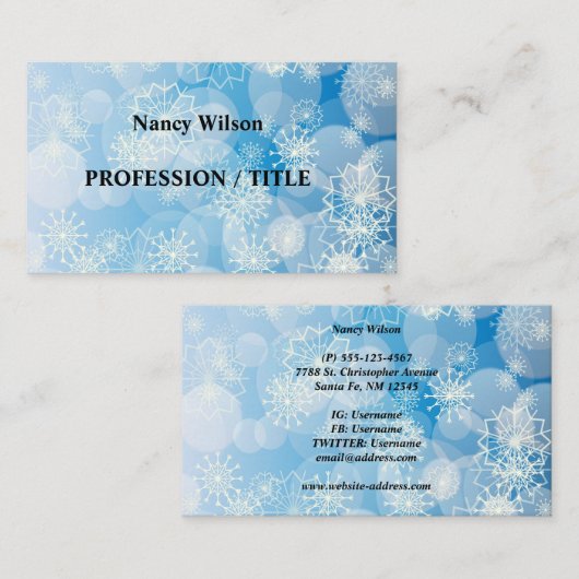 Snowflake background visitenkarte (Vorne/Hinten)