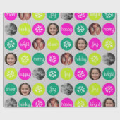 Snowflake Bauble Weihnachtsfamilien Foto Geschenkpapier (Flach)