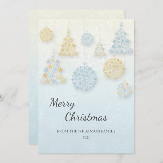 Snowflake baubles Weihnachtskarte Einladung (Vorne/Hinten)