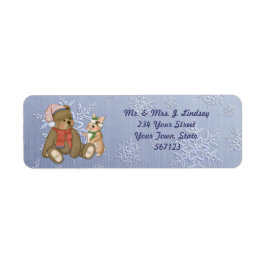 Snowflake Bear & Bunny Address Label
