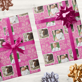 Snowflake Berry Bling 3 Foto Collage Weihnachten Geschenkpapier