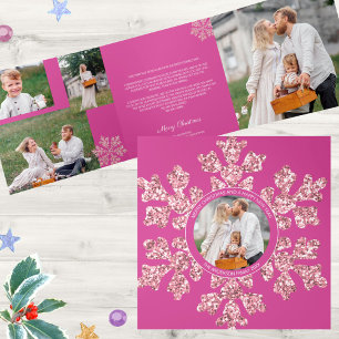 Snowflake Berry Bling Einzigartiges 7-Pic-Multi-Fo Dreifach Gefaltete Urlaubskarte