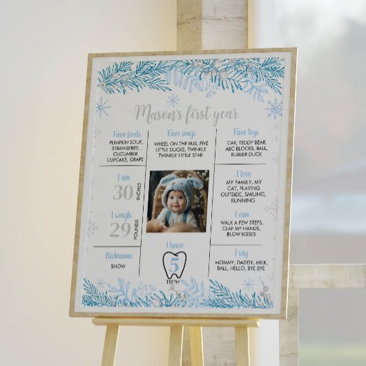 Snowflake Birthday Meilenstein Foto Poster