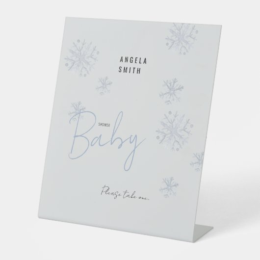 Snowflake Bitte nehmen Sie ein Baby Duschzeichen Sockelschild (Vorderseite)