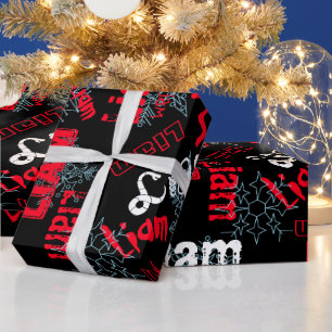 Snowflake Black Gift Wrap Name ändern Rot, weiß Geschenkpapier