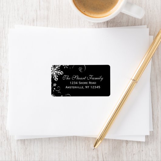 Snowflake Blackout-Adressetikett Adressaufkleber (Insitu)