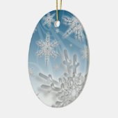 Snowflake Blue Background Feriendekoration Keramik Ornament (Links)