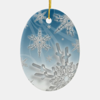 Snowflake Blue Background Feriendekoration Keramik Ornament