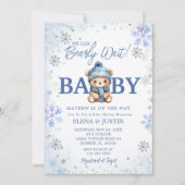 Snowflake Blue Bear Bear Bearly Wait Baby Dusche Einladung (Vorderseite)