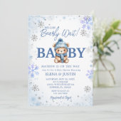 Snowflake Blue Bear Bear Bearly Wait Baby Dusche Einladung (Stehend Vorderseite)