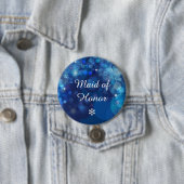 Snowflake Blue Bokeh Winter Brautparty Button (Beispiel)