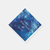 Snowflake Blue Bokeh Winter Brautparty Serviette (Ecke)