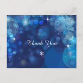 Snowflake Blue Bokeh Winter Danke Postkarte (Vorderseite)