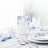 Snowflake Blue Bow Baby Dusche Einladung