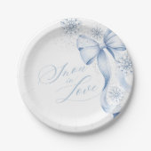 Snowflake Blue Bow Winter Brautparty Papierplatte Pappteller (Vorderseite)