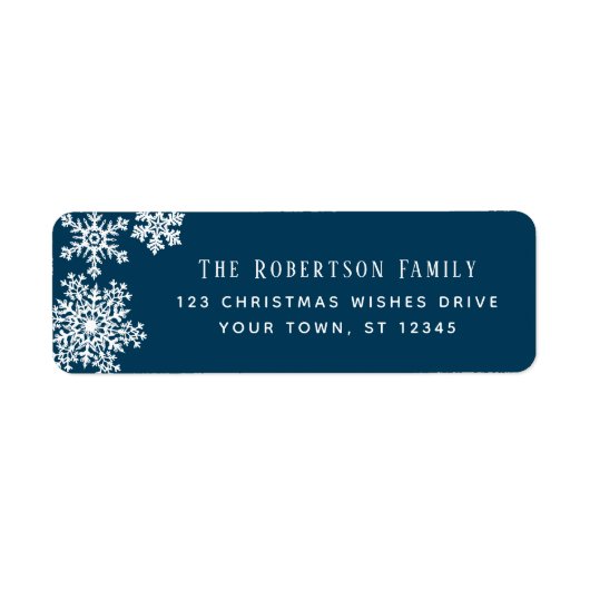 Snowflake Blue Christmas Holiday Return Address (Vorne)