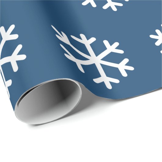 Snowflake Blue Christmas Wrapping Paper Geschenkpapier (Rolleneckpunkt)