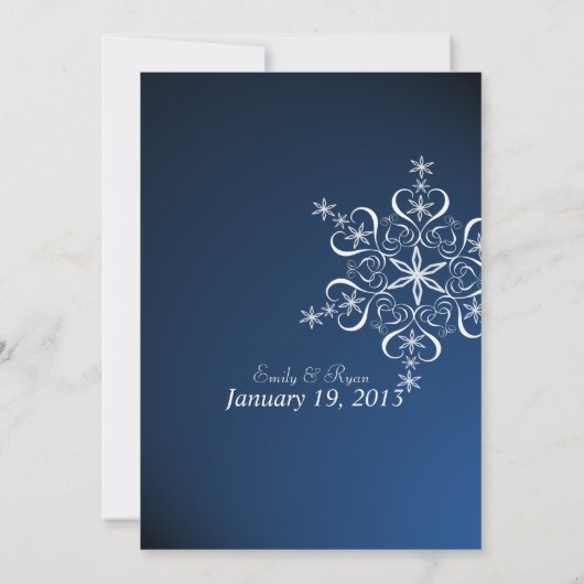 Snowflake Blue Elegance Einladung (Rückseite)