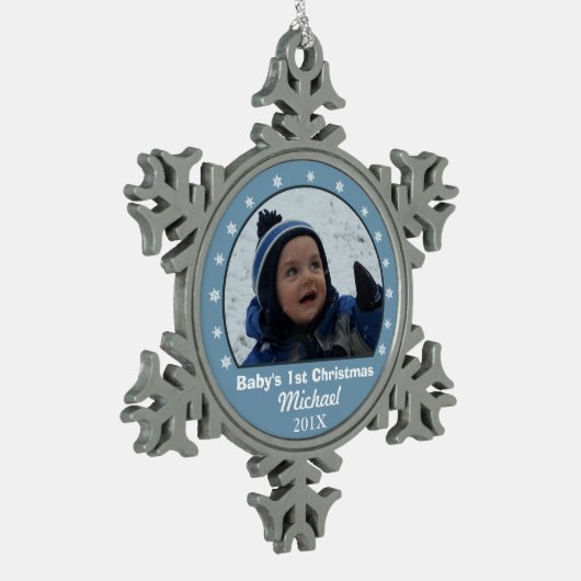Snowflake Blue Foto Ornament (Links)
