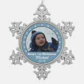 Snowflake Blue Foto Ornament (Vorderseite)
