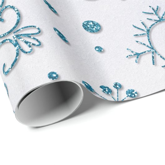 Snowflake Blue Glitzer Pattern Geschenkpapier (Rolleneckpunkt)