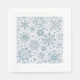 Snowflake Blue Glitzer Pattern Serviette