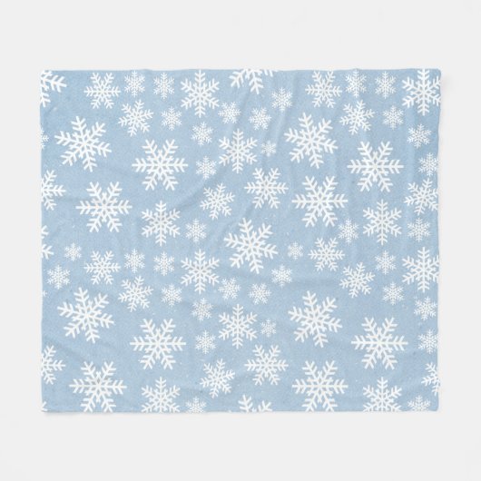 Snowflake Blue Holiday Winter Snow Pattern Fleece (Vorderseite (Horizontal))