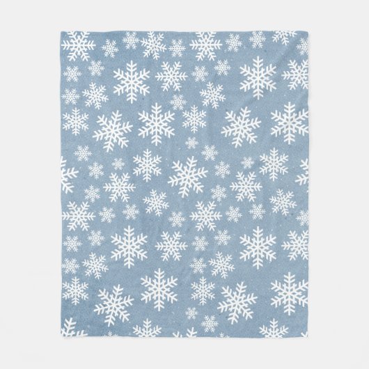 Snowflake Blue Holiday Winter Snow Pattern Fleece (Vorderseite)