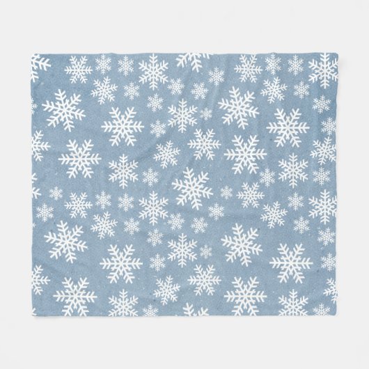 Snowflake Blue Holiday Winter Snow Pattern Fleece (Vorderseite (Horizontal))