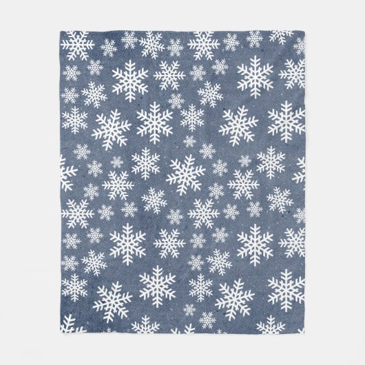 Snowflake Blue Holiday Winter Snow Pattern Fleecedecke (Vorderseite)